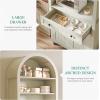 imageYITAHOME 73quot Arched Cabinet Kitchen Pantry Storage with Charging Station and Tabletop Farmhouse Versatile Cupboard with Drawer Shelves and Extra Door Racks for Kitchen Dining Room Retro WhiteRetro White