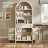 imageYITAHOME 73quot Arched Cabinet Kitchen Pantry Storage with Charging Station and Tabletop Farmhouse Versatile Cupboard with Drawer Shelves and Extra Door Racks for Kitchen Dining Room Retro WhiteRetro White