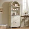 imageYITAHOME 73quot Arched Cabinet Kitchen Pantry Storage with Charging Station and Tabletop Farmhouse Versatile Cupboard with Drawer Shelves and Extra Door Racks for Kitchen Dining Room Retro WhiteWhite