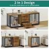imageYITAHOME 74quot Double Dog Crate Furniture with 2 Feeder Bowls Wooden Dog Kennel TV Stand with Room Divider for 2 Large Medium Small Dogs Rustic BrownBrown