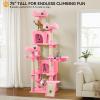 imageYITAHOME 75in Cat Tree Tower for Indoor Cats MultiLevel Cat Furniture with Scratching Posts Cat Caves Padded Perch Cozy Hammock Ladder and Plush Balls for Kittens Pet Play House Dark GrayPink