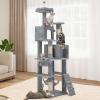 imageYITAHOME 75in Cat Tree Tower for Indoor Cats MultiLevel Cat Furniture with Scratching Posts Cat Caves Padded Perch Cozy Hammock Ladder and Plush Balls for Kittens Pet Play House Dark GrayLight Gray