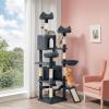 imageYITAHOME 75in Cat Tree Tower for Indoor Cats MultiLevel Cat Furniture with Scratching Posts Cat Caves Padded Perch Cozy Hammock Ladder and Plush Balls for Kittens Pet Play House Dark GrayDark Gray