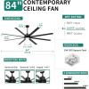 imageYITAHOME 84 Inch Ceiling Fans with Lights and Remote Control for Indoor Reversible Quiet DC Motor 8 Blades with 6 Speed Large Ceiling Fans for Home Commercial Black84