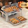 imageYITAHOME 9 Qt Visible Roll Top Chafing Dish Buffet Set Rectangular Stainless Steel Buffet Warmer Chafers for Wedding Parties Banquet Catering Events 1 Full Size ampamp 2 HalfSize9QT Rectangular