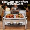 imageYITAHOME 9 Qt Visible Roll Top Chafing Dish Buffet Set Rectangular Stainless Steel Buffet Warmer Chafers for Wedding Parties Banquet Catering Events 1 Full Size ampamp 2 HalfSize9QT Rectangular