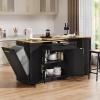 imageYITAHOME 90 inch Kitchen Islands with Extendable Dining Table ampamp Seating for 24 Mobile Storage Islands with 2 Chairs Rolling Kitchen Cart with Trash Cabinet Power Outlet 3Tier Spice Rack WhiteBlack