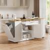 imageYITAHOME 90 inch Kitchen Islands with Extendable Dining Table ampamp Seating for 24 Mobile Storage Islands with 2 Chairs Rolling Kitchen Cart with Trash Cabinet Power Outlet 3Tier Spice Rack WhiteWhite