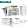 imageYITAHOME 90 inch Kitchen Islands with Extendable Dining Table ampamp Seating for 24 Mobile Storage Islands with 2 Chairs Rolling Kitchen Cart with Trash Cabinet Power Outlet 3Tier Spice Rack WhiteWhite