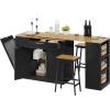 imageYITAHOME 90 inch Kitchen Islands with Extendable Dining Table ampamp Seating for 24 Mobile Storage Islands with 2 Chairs Rolling Kitchen Cart with Trash Cabinet Power Outlet 3Tier Spice Rack WhiteBlack