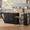 imageYITAHOME 90 inch Kitchen Islands with Extendable Dining Table ampamp Seating for 24 Mobile Storage Islands with 2 Chairs Rolling Kitchen Cart with Trash Cabinet Power Outlet 3Tier Spice Rack WhiteBlack