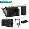 imageYITAHOME 90 inch Kitchen Islands with Extendable Dining Table ampamp Seating for 24 Mobile Storage Islands with 2 Chairs Rolling Kitchen Cart with Trash Cabinet Power Outlet 3Tier Spice Rack WhiteBlack