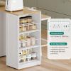 imageYITAHOME 90 inch Kitchen Islands with Extendable Dining Table ampamp Seating for 24 Mobile Storage Islands with 2 Chairs Rolling Kitchen Cart with Trash Cabinet Power Outlet 3Tier Spice Rack WhiteWhite