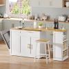 imageYITAHOME 90 inch Kitchen Islands with Extendable Dining Table ampamp Seating for 24 Mobile Storage Islands with 2 Chairs Rolling Kitchen Cart with Trash Cabinet Power Outlet 3Tier Spice Rack WhiteWhite
