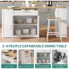 imageYITAHOME 90 inch Kitchen Islands with Extendable Dining Table ampamp Seating for 24 Mobile Storage Islands with 2 Chairs Rolling Kitchen Cart with Trash Cabinet Power Outlet 3Tier Spice Rack WhiteWhite