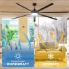imageYITAHOME 96 Inch Industrial Ceiling Fan with Lights Large Ceiling Fan with 7 Reversible Aluminum Blades 3 Downrods 6Speed Remote Control Home or Commercial Fan for PorchGarageShop BlackBlack