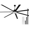 imageYITAHOME 96 Inch Industrial Ceiling Fan with Lights Large Ceiling Fan with 7 Reversible Aluminum Blades 3 Downrods 6Speed Remote Control Home or Commercial Fan for PorchGarageShop BlackBlack