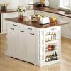 imageYITAHOME Americana Kitchen Island with Drop Leaf ampamp Power Outlet 476 inch Mobile Butcher Block Island Cart PullOut Trash Can Storage 3Tier Spice Rack White and WalnutOffwhite