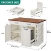 imageYITAHOME Americana Kitchen Island with Drop Leaf ampamp Power Outlet 476 inch Mobile Butcher Block Island Cart PullOut Trash Can Storage 3Tier Spice Rack White and WalnutOffwhite