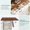 imageYITAHOME Americana Kitchen Island with Drop Leaf ampamp Power Outlet 476 inch Mobile Butcher Block Island Cart PullOut Trash Can Storage 3Tier Spice Rack White and WalnutOffwhite
