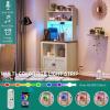 imageYITAHOME Bakers Rack Cabinet Microwave Stand with Power Outlet ampamp RGB LED Lights Farmhouse Coffee Bar Station with Storage 5Tier Kitchen Pantry Hutch for Dining Living RoomWhite Walnut GrainWhite Walnut Grain