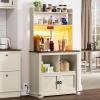 imageYITAHOME Bakers Rack Cabinet Microwave Stand with Power Outlet ampamp RGB LED Lights Farmhouse Coffee Bar Station with Storage 5Tier Kitchen Pantry Hutch for Dining Living RoomWhite Walnut GrainWhite Walnut Grain