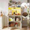 imageYITAHOME Bakers Rack Cabinet Microwave Stand with Power Outlet ampamp RGB LED Lights Farmhouse Coffee Bar Station with Storage 5Tier Kitchen Pantry Hutch for Dining Living RoomWhite Walnut GrainWhite Walnut Grain