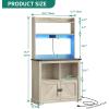 imageYITAHOME Bakers Rack Cabinet Microwave Stand with Power Outlet ampamp RGB LED Lights Farmhouse Coffee Bar Station with Storage 5Tier Kitchen Pantry Hutch for Dining Living RoomWhite Walnut GrainWhite Walnut Grain