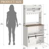 imageYITAHOME Bakers Rack with Power Outlet and Storage Farmhouse Microwave Stand with LED Lights Heavy Duty 5Tier Coffee Bar Cabinet Station with 7 Hooks for Kitchen Dining Room Living Room WhiteWhite