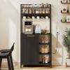 imageYITAHOME Bakers Rack with Storage Microwave Stand with Trash Can Bin Cabinet and Power Outlet 6Tiers Coffee Stand Large Microwave Table for Kitchen Dining Room Living Room WhiteBlack