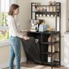 imageYITAHOME Bakers Rack with Storage Microwave Stand with Trash Can Bin Cabinet and Power Outlet 6Tiers Coffee Stand Large Microwave Table for Kitchen Dining Room Living Room WhiteBlack