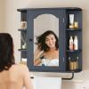 imageYITAHOME Bathroom Cabinet Medicine Cabinet Organizer Wall Mounted Cabinet with Mirror Door and Removable Shelf for Bathroom Living Room Laundry Bedroom Purplish BluePurplish Blue