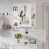 imageYITAHOME Bathroom Cabinet Medicine Cabinet Organizer Wall Mounted Cabinet with Mirror Door and Removable Shelf for Bathroom Living Room Laundry Bedroom Purplish BlueWhite