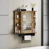 imageYITAHOME Bathroom Cabinet Medicine Cabinet Organizer Wall Mounted Cabinet with Mirror Door and Removable Shelf for Bathroom Living Room Laundry Bedroom Purplish BlueBrown