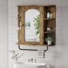 imageYITAHOME Bathroom Cabinet Medicine Cabinet Organizer Wall Mounted Cabinet with Mirror Door and Removable Shelf for Bathroom Living Room Laundry Bedroom Purplish BlueBrown