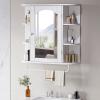 imageYITAHOME Bathroom Cabinet Medicine Cabinet Organizer Wall Mounted Cabinet with Mirror Door and Removable Shelf for Bathroom Living Room Laundry Bedroom Purplish BlueWhite