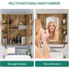 imageYITAHOME Bathroom Cabinet Medicine Cabinet Organizer Wall Mounted Cabinet with Mirror Door and Removable Shelf for Bathroom Living Room Laundry Bedroom Purplish BlueBrown