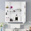 imageYITAHOME Bathroom Cabinet Medicine Cabinet Organizer Wall Mounted Cabinet with Mirror Door and Removable Shelf for Bathroom Living Room Laundry Bedroom Purplish BlueWhite