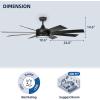 imageYITAHOME Black Ceiling Fans with Light and Remote 52 Inch Gold Dimmable Fanlight for Indoor 6 Modes with Stepless Color Temperature Memory FunctionBlack