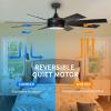 imageYITAHOME Black Ceiling Fans with Light and Remote 52 Inch Gold Dimmable Fanlight for Indoor 6 Modes with Stepless Color Temperature Memory FunctionBlack
