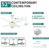imageYITAHOME Black Ceiling Fans with Light and Remote 52 Inch Gold Dimmable Fanlight for Indoor 6 Modes with Stepless Color Temperature Memory FunctionWhite Gold