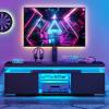 imageYITAHOME Black TV Stand for Living Room with Height Adjustable Mount Modern TV Stand for 7065 Inch TV LED Entertainment Center with Storage Media Console Cabinet BlackBlack