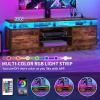imageYITAHOME Black TV Stand for Living Room with Height Adjustable Mount Modern TV Stand for 7065 Inch TV LED Entertainment Center with Storage Media Console Cabinet BlackRustic Brown