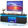 imageYITAHOME Black TV Stand for Living Room with Height Adjustable Mount Modern TV Stand for 7065 Inch TV LED Entertainment Center with Storage Media Console Cabinet BlackBlack