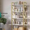 imageYITAHOME Book Shelf5 Tier Bookcase 12quot D x 47quot W x 71quot H Large Industrial Book Shelf Storage Organizer for Living Room BedroomHome Office Free Standing Storage Shelving Unit WhiteGold  White