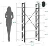 imageYITAHOME Book Shelf5 Tier Bookcase 12quot D x 47quot W x 71quot H Large Industrial Book Shelf Storage Organizer for Living Room BedroomHome Office Free Standing Storage Shelving Unit WhiteWhite  Black