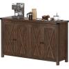 imageYITAHOME Buffet Cabinet with Storage 55 Modern Farmhouse Coffee Bar Cabinet w4 Doors Adjustable Shelf Wood Large Kitchen Storage Cabinet with Barn Doors for Kitchen Living Room GreyBrownBrown