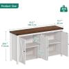 imageYITAHOME Buffet Cabinet with Storage 55 Modern Farmhouse Coffee Bar Cabinet w4 Doors Adjustable Shelf Wood Large Kitchen Storage Cabinet with Barn Doors for Kitchen Living Room GreyBrownWhite Brown