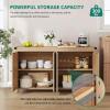 imageYITAHOME Buffet Cabinet with Storage 55 Modern Farmhouse Coffee Bar Cabinet w4 Doors Adjustable Shelf Wood Large Kitchen Storage Cabinet with Barn Doors for Kitchen Living Room GreyBrownOak