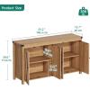 imageYITAHOME Buffet Cabinet with Storage 55 Modern Farmhouse Coffee Bar Cabinet w4 Doors Adjustable Shelf Wood Large Kitchen Storage Cabinet with Barn Doors for Kitchen Living Room GreyBrownOak